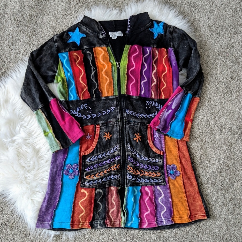 The Collection Royal | patchwork boho zipup hoodie